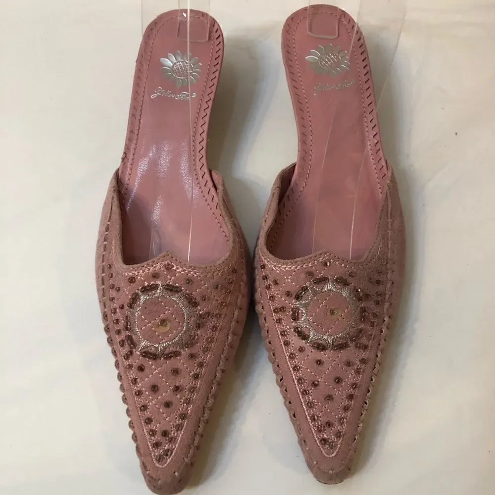Yellow Box mules shoes pink sz 6.5 kitten heel - Picture 1 of 12
